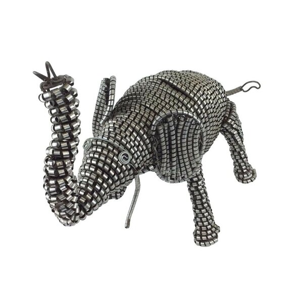 Handcrafted Wire Elephant Figurine Indian Boho Decor Decorative Metal Sculpture - Picture 2 of 6